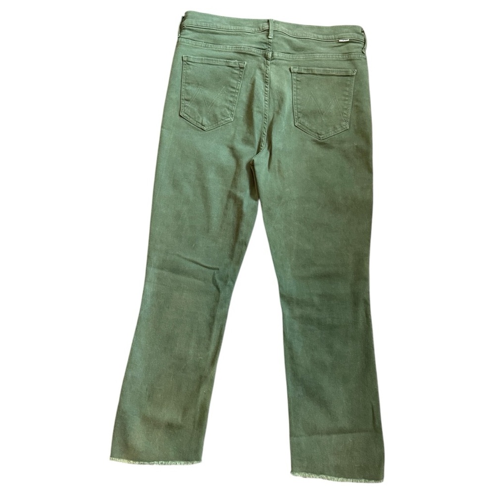 MOTHER The Insider Crop Step Fray Jeans Darkβ Olive Size 34 - Picture 2 of 9